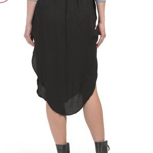 Elastic Waist Midi Skirt